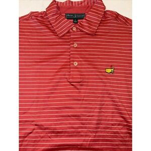Masters‎ Collection Golf Polo Augusta Mens L Pima Cotton Red White Stripe Soft